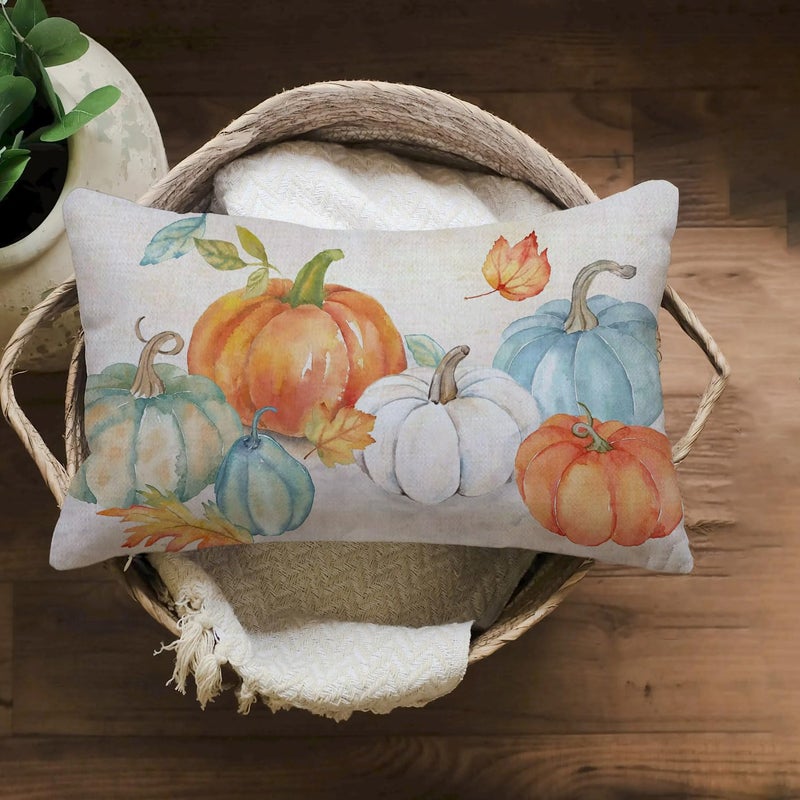 GTEXT Fall Throw Pillow Cover Fall Pumpkins Cuhion Cover Autumn Farm Decor 20x12 inch Outdoor Pillow Cushion,Sofa Fall Pillow Cover - Image 2